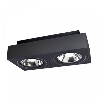 Double spot en saillie Mirora AR111 X2 - Noir, rectangulaire, orientable, pour 2x GU10, 29,3 x 14,5 cm