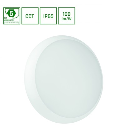 18W NYMPHEA CITY PRO LED plafondlamp met sensor - CCT, IP65, IK10, 1800lm, wit, buiten/binnen