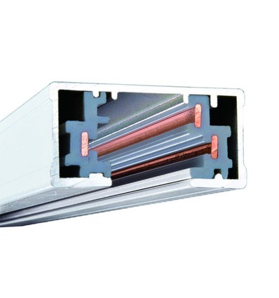 2m 1-fase spanningsrail - Wit