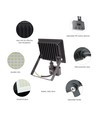 30W LED projektør med sensor - 6000K (Kold hvid), sort