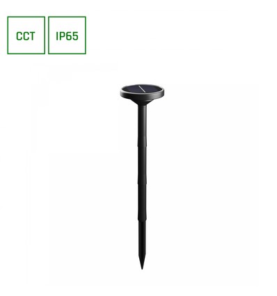 1W Solara Plato solar tuinlamp, CCT - IP65, zwart, incl. grondpen, 3000K/4000K/6000K, 3.2V