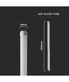 V-Tac T8 LED rør - Glass, 20W, G13, 150cm