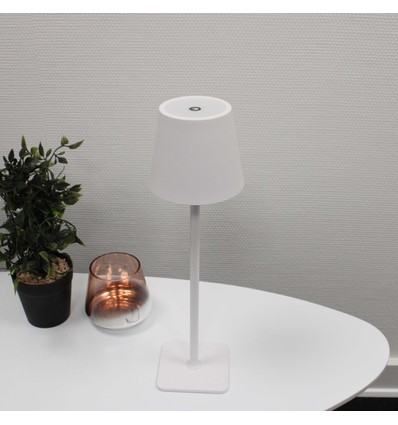 Uppladdningsbar LED bordslampa Inomhus/utomhus - Vit, touch dimbar, CCT, IP54 utomhus bordslampa