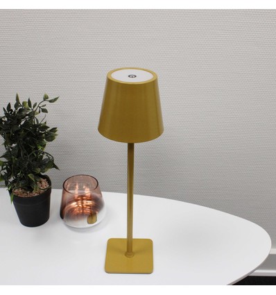 Lampe de table LED rechargeable intérieur/extérieur - Curry / or, tactile dimmable, CCT, IP54 extérieur