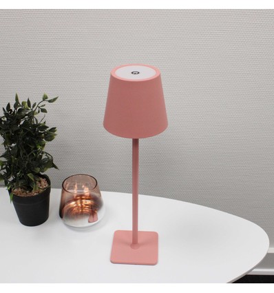 Oplaadbare LED tafellamp Binnen/buiten - Roze, touch dimbaar, CCT, IP54 buiten