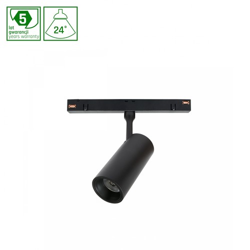 Spot sur rail System Shift 6W Spot S pour 48V - 24 degrés, RA90, noir, 5 ans de garantie