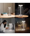 Lampe de table LED rechargeable - Argent, tactile dimmable, CCT, IP20
