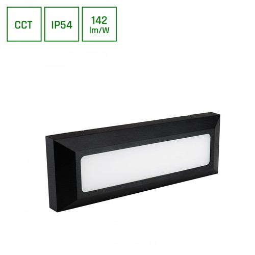 6W Encanta CCT LED facadelampe - 142lm/W, IP54, sort, 3-i-1 CCT, udendørs væglampe