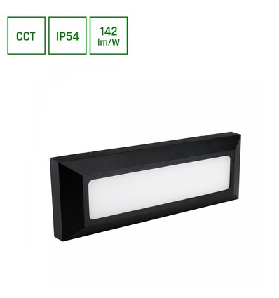6W Encanta CCT LED fasadelampe - 142lm/W, IP54, sort, 3-i-1 CCT, utendørs vegglampe