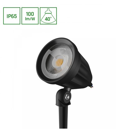 FLORI Ligero lampe de jardin 6W - noir, avec piquet, diffusion 40°, IP65, 230V