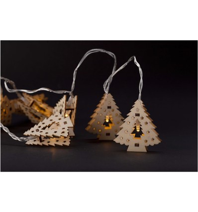 165 cm warm wit houten kerstboom kerstverlichting - 10 LED, binnen, batterij