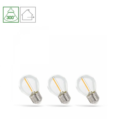 Ampoule LED Boule E27 1W - 230V, Filament, Blanc Chaud, Clair, Spectrum, Lot de 3