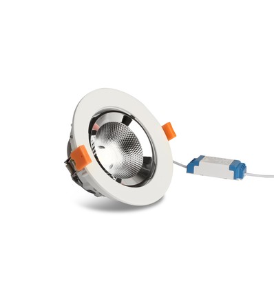 Downlight 10W Ø14cm - Découpe : Ø13 cm, Dimensions : Ø14 cm, 800lm, Angle réglable