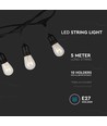Guirlande lumineuse V-Tac pour 10 ampoules E27 - 5 mètres, IP54, 230V, sans source lumineuse