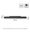 Spot sur rail LED 22W SMART GRID S pour System Shift - CCT, 2250lm, 102lm/W, 44cm, système de rail noir