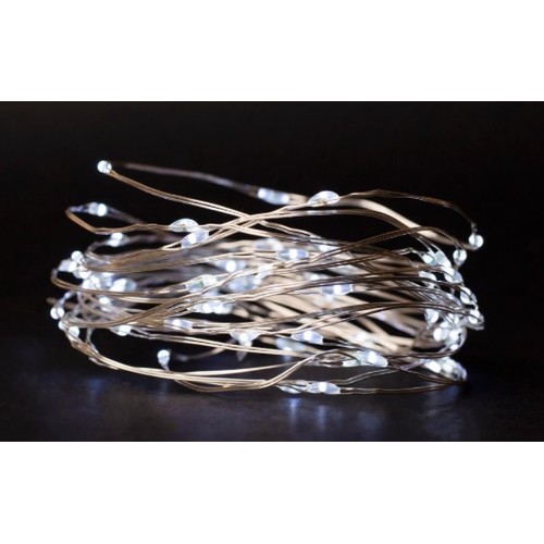 Guirlande lumineuse LED blanche froide 4 m - 80 LED, intérieur, à piles