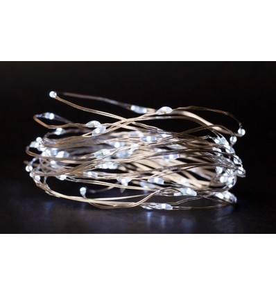 Guirlande lumineuse LED blanche froide 4 m - 80 LED, intérieur, à piles