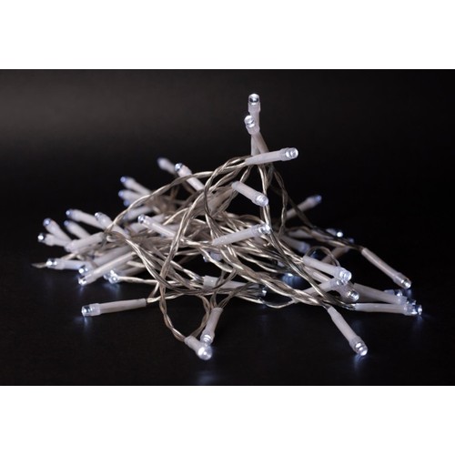 7 m. koud wit LED kerstlichtsnoer - 96 LED, IP44 buiten, timer, batterij