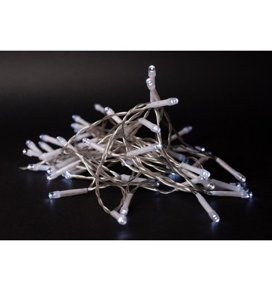 7 meter utomhus LED juleljusslinga - Batteri, IP44, timer, 96 LED, kall vit