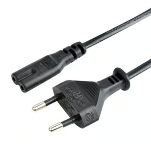 Connecteur en forme de 8 avec câble noir de 110 cm et prise secteur