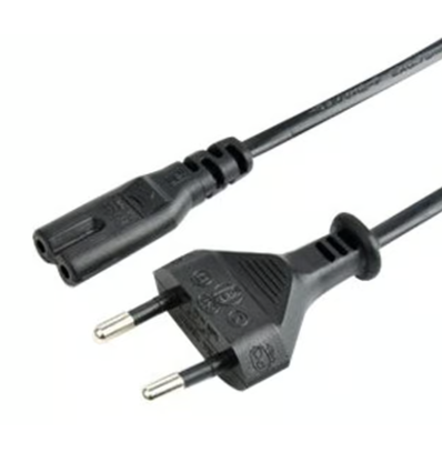 Connecteur en forme de 8 avec câble noir de 110 cm et prise secteur