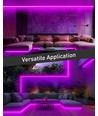 5m 11,5W/m Lilla Neon COB strip - 230V, IP67 vandtæt, 288 LED, Kan klippes for hver 10cm