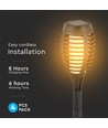 Lampes solaires de jardin 4 pcs - Noir, avec piquet, effet flamme, 50 cm de hauteur