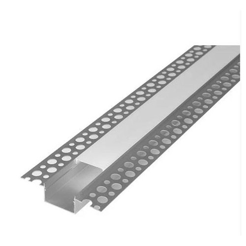 Aluprofil 50x20 for innsparkling - 1 meter, hvit, inkl. melkehvitt deksel