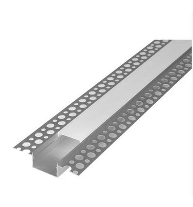 Profilé en aluminium 50x20 pour encastrement - 1 mètre, blanc, incluant un diffuseur blanc laiteux