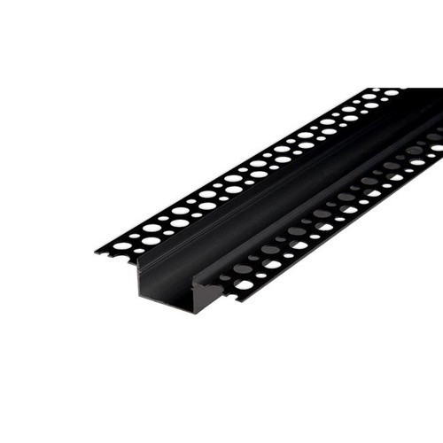 Aluprofil 50x20 for innsparkling - 1 meter, Svart, inkl. Svart deksel