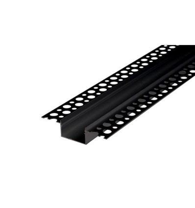 Aluminium profiel 50x20 voor inbouw - 1 meter, zwart, inclusief zwarte afdekking