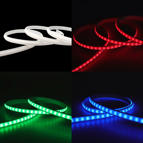 Ruban LED RGB CLIP-ON 5m 9W/m - 230V, IP65 étanche, couvercle blanc, 60 LED