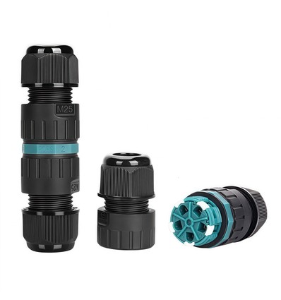 Sort rund koblingsboks - IP68 vanntett, svart, 5-leder, for skjøting av ledninger, DALI/1-10V dim