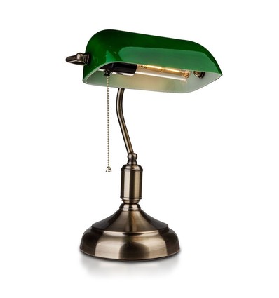 V-Tac Klassieke bureaulamp - Groen glas, 1,5 meter snoer, E27 fitting, zonder lichtbron max. 60W