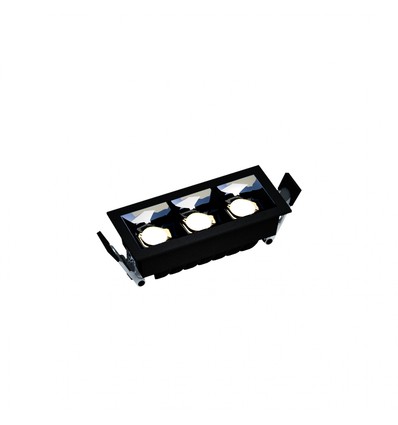 GRID Modèle M - Grille encastrée 8W - 47x45x106 mm, 45° Noir (sans source lumineuse)