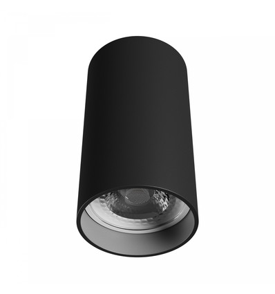 Spot en saillie GU10 - Noir, rond, plafonnier, sans source lumineuse