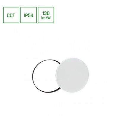 24W Nymphea Black & White loftlampe - CCT, 130lm/W, IP54, Ø32cm, hvid/sort kant