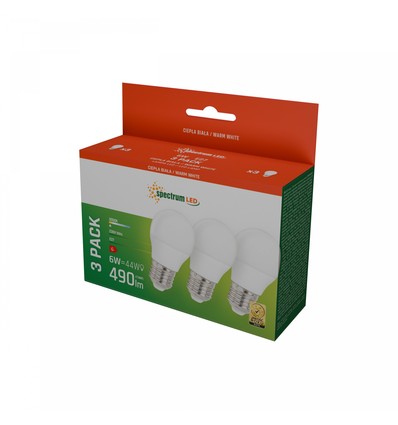 3-pak E27 6W LED-lamp - G45, warm wit