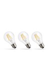3 stk. E27 7W LED pære - GLS, filament, 770lm, varm hvit, 3-pak