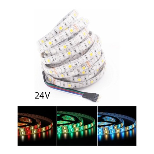 5m 12W/m RGB+CW LED-strip - 24V DC, IP65, 60 LED pr. meter