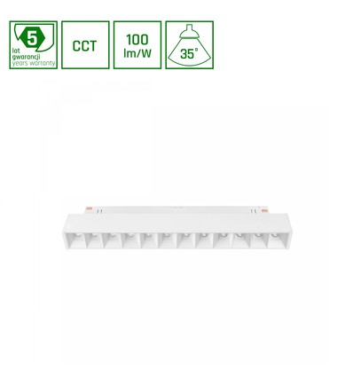 12W GRID S spanningsrail spot voor System Shift 48V - 48V, CCT, RA90, UGR19, 35-40°, 5 jaar garantie