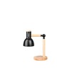 Lampe de table en métal noir et bois - câble de 1,5 m, douille E27, sans source lumineuse