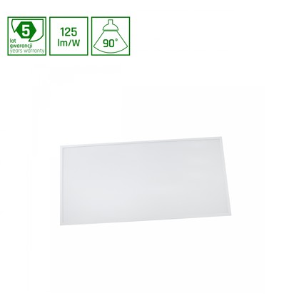 60x120 LED panel, 60W - 125lm/W, UGR19, hvit ramme, 5 års garanti