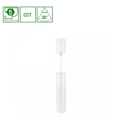 Hangit M 11W - Multivei CCT 230V 30° IP20 74x300Base 80x110 Hvit, Justerbar Høyde