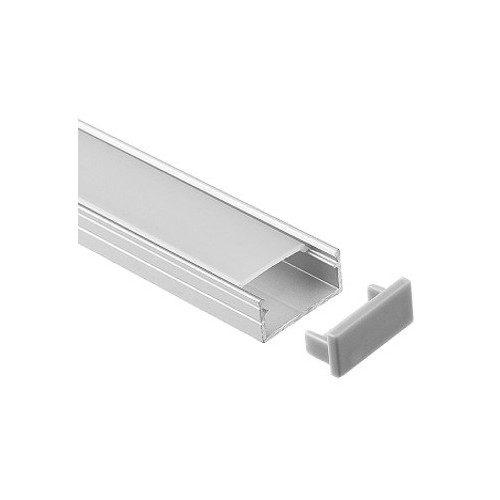 Aluminium profiel 18x8 voor IP65 en IP68 LED-strip - 1 meter, inclusief melkachtig wit cover, clips en eindstukken