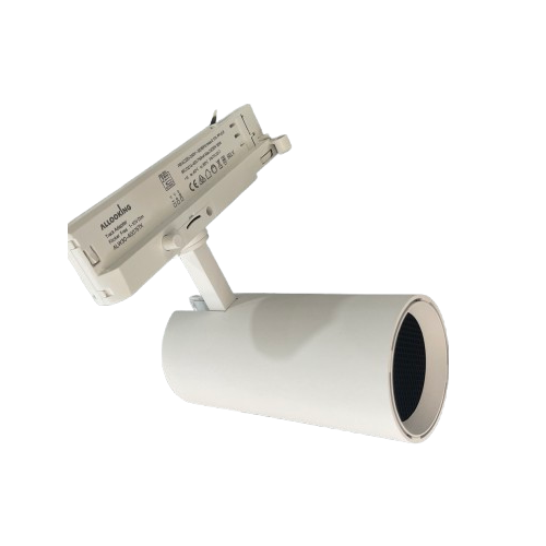 Spot sur rail triphasé 30W dimmable RA90 - Luminosité réglable, blanc, avec grille nid d'abeille