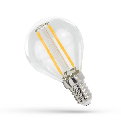 E14 1W LED kogellamp - G45, filament, helder glas