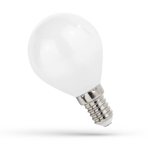E14 1W LED kogellamp - G45, filament, mat glas