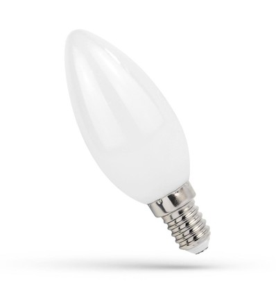 E14 1W LED kaarslamp - C35, filament, mat glas