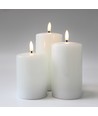Set de 3 bougies LED, effet flamme, blanc - Avec télécommande et minuterie, 10/12,5/15cm de haut, Ø7,5cm, véritable cire